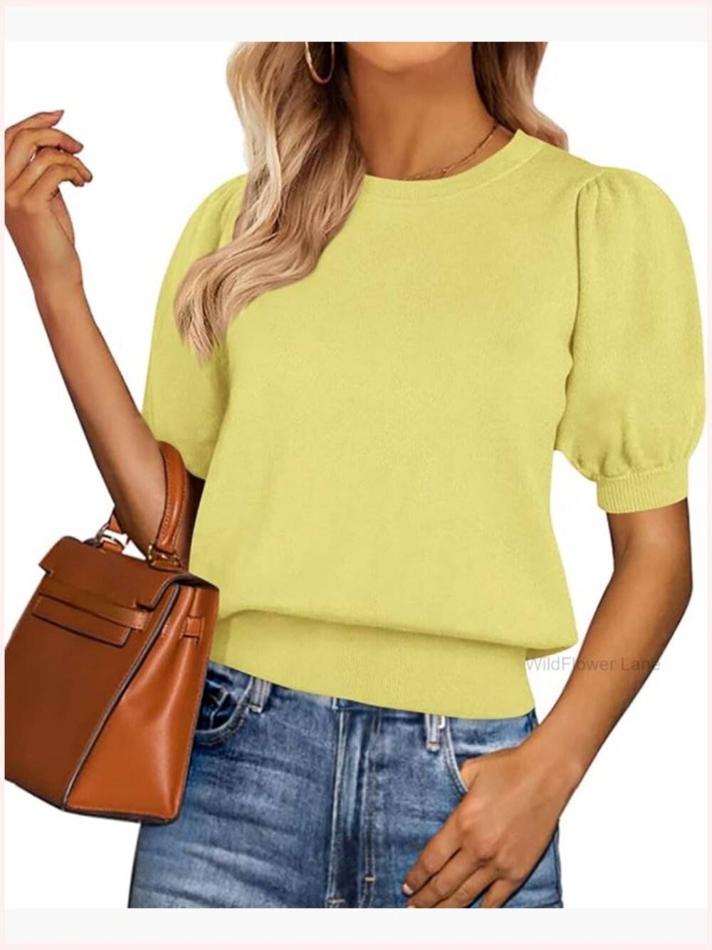 Puff Short Sleeve Knit Sweater Business Casual Blouse